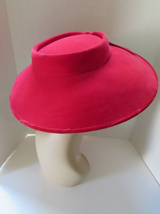 Mid Century Sunnyland Hat Cherry Red Velvet Wide Brim main image 8